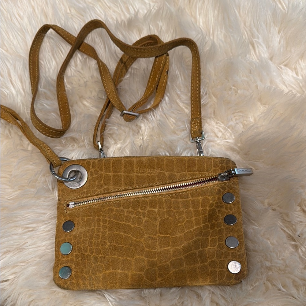 Hammit Nash small gold suede crossbody or clutch